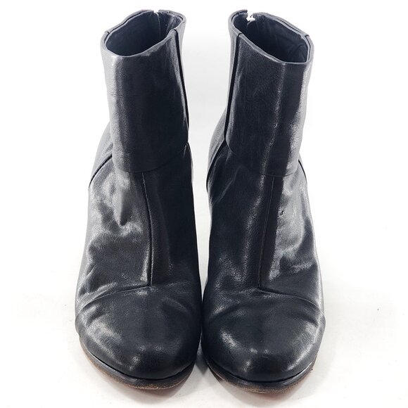RAG & BONE Newbury Black Leather Block Heel Ankle Bootie Zip - Picture 3 of 9